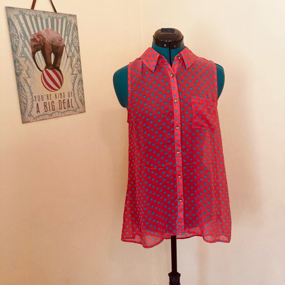 Vibrant semi sheer work top from monteau